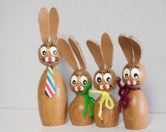 Easter Bunny Couple Figures Orchestra from the 70s Handmade Ore Mountains GDR 2
