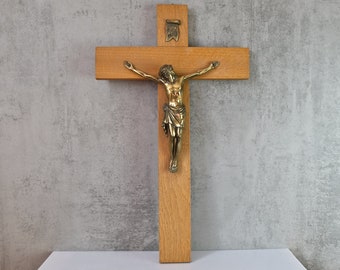 Cross Jesus Religious Crucifix old 70s Wooden cross GDR
