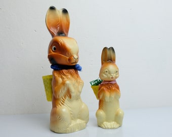 Plastic Easter Bunny Mother Child Easter Bunny Candy Container GDR 3