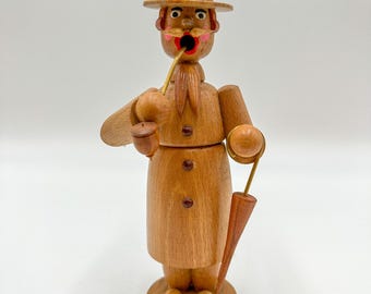 Smoking Man Walker Smoker Wooden Figure Erzgebirge 01