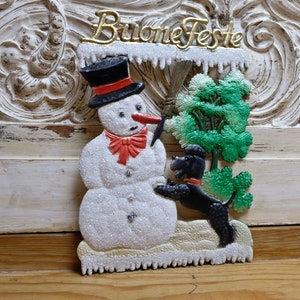 Embossed Natale Pupazzo di neve Buone Decorazioni natalizie Ore Montagne