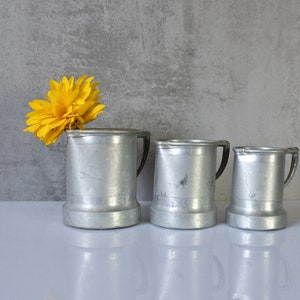 3 Alu Cups Measuring Cup Measuring Cups Container Cans Vessels old Upcycling industrial Vase Pens Box 2