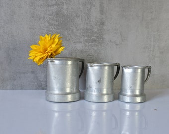 3 Alu Cups Measuring Cup Measuring Cups Container Cans Vessels old Upcycling industrial Vase Pens Box 2