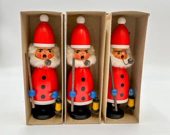 3 x Smoking Man Set Hunter Smoker Wooden Figure Erzgebirge 01