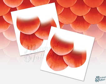 Mini Mermaid Scale Temporary Tattoos / Red Mermaid Scales / 2 per pack / Festival Accessories / Face Tattoo / Just add water!