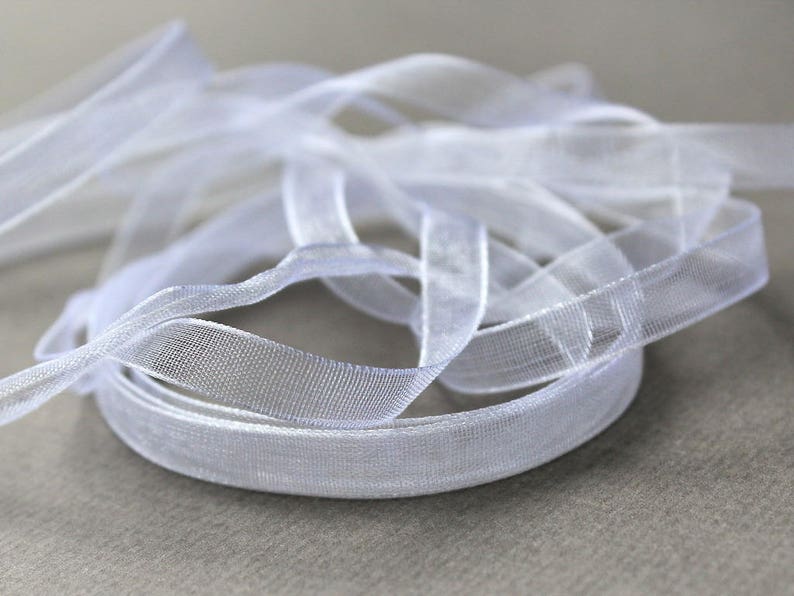 10 Yards Sheer White Organza Ribbon 1/4 wide Sheer Etsy