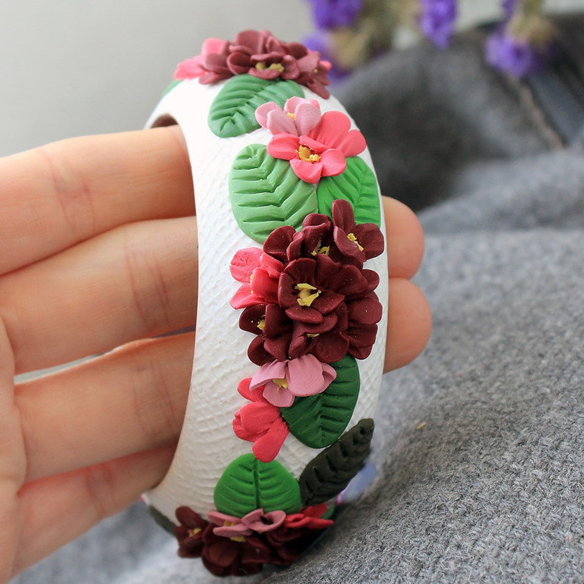 Polymer Clay Bangle Bracelet Polymer Clay Bracelet Handmade Etsy