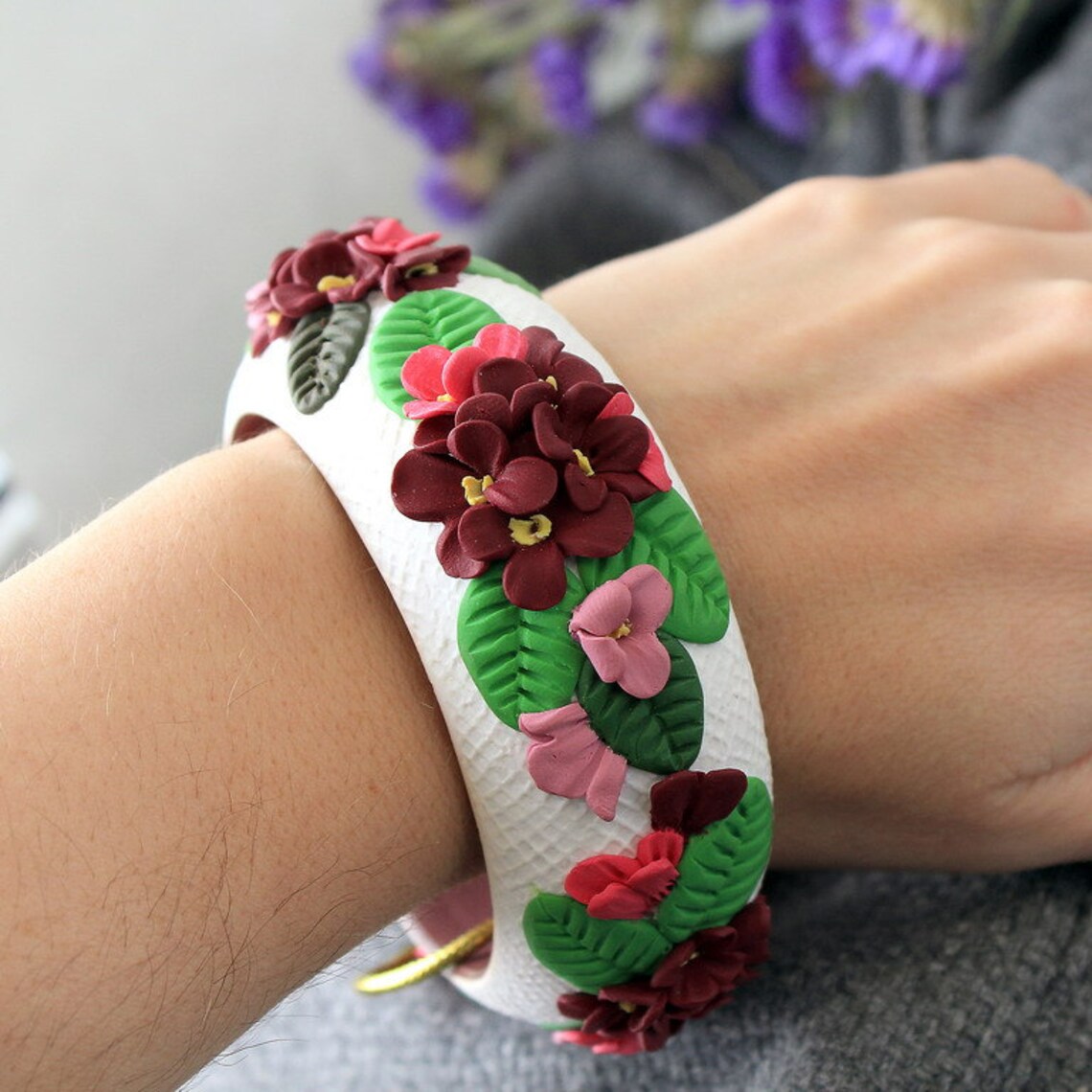Polymer Clay Bangle Bracelet Polymer Clay Bracelet Handmade Etsy