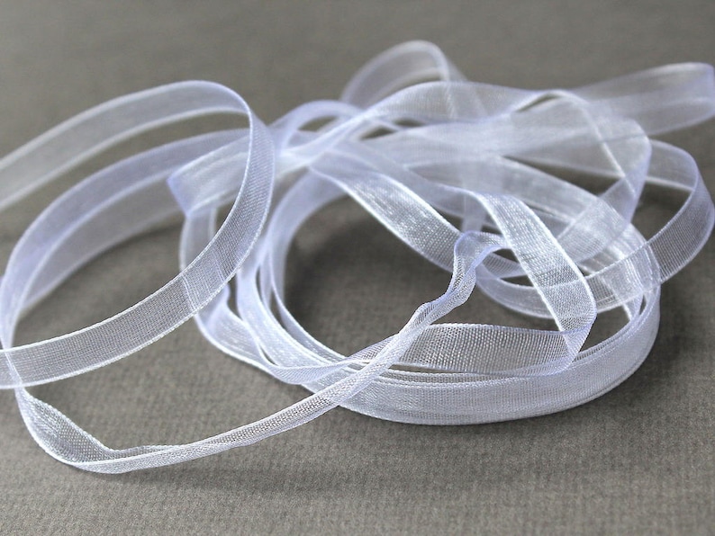 10 Yards Sheer White Organza Ribbon 1/4 wide Sheer Etsy