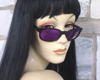 Vintage 90s Old Skool, Purple Lens Glasses, Classic Shape, Matte Black Frame, Free Shipping!