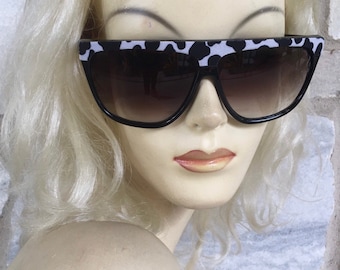 Vintage 1980s Sunglasses, Cow Print Sunglasses, Large Sunglasses, Free Shipping!