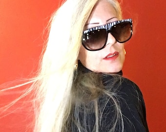 Vintage 1980s Sunglasses, Zebra Sunglasses, Large Sunglasses, Free Shipping!