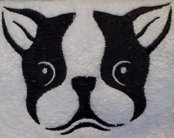 Choice of Boston Terrier Machine Embroidered Hand Towels