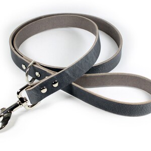 Gray Thick Leather Dog Leash image 2