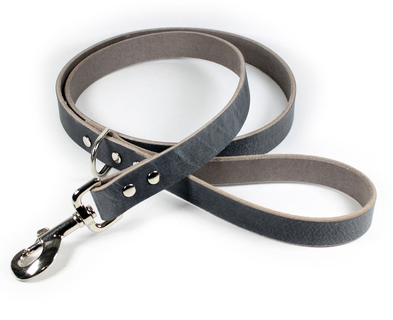 Gray Thick Leather Dog Leash image 2