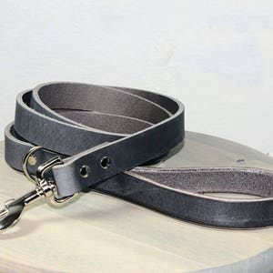 Gray Thick Leather Dog Leash image 1