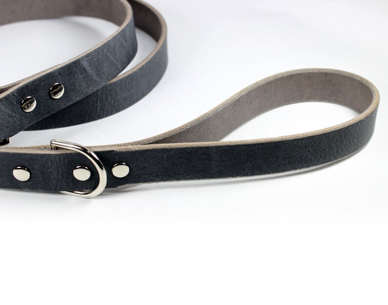 Gray Thick Leather Dog Leash image 5