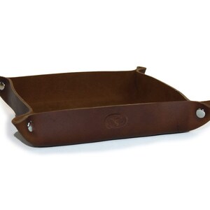Leather Valet Tray Saddle Brown Custom Personalizing Available image 3