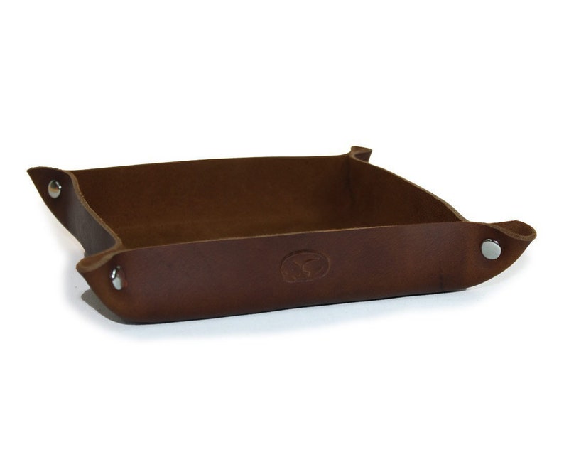 Leather Valet Tray Saddle Brown Custom Personalizing Available image 3