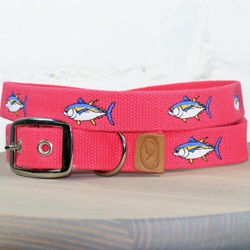 Tuna Embroidered Dog Collar Geranium Red Etsy
