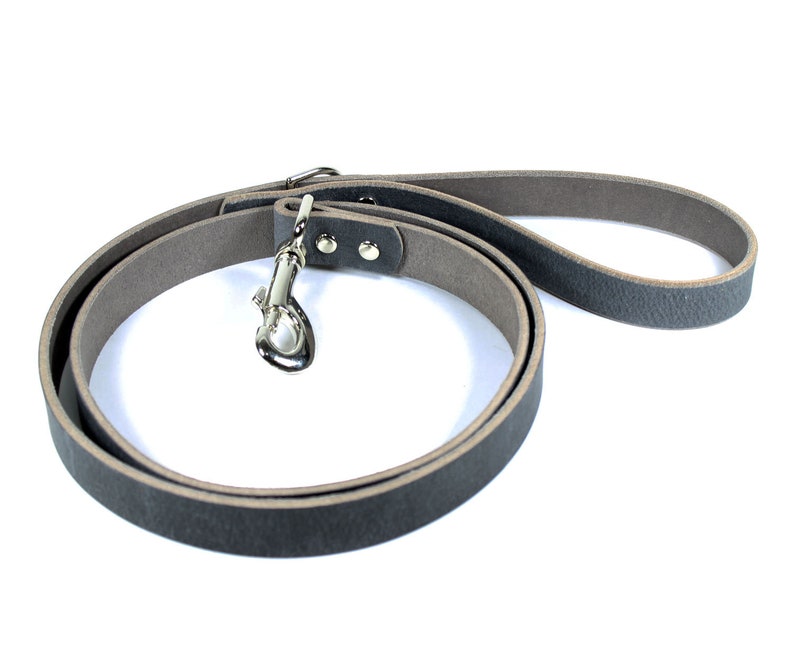 Gray Thick Leather Dog Leash image 3