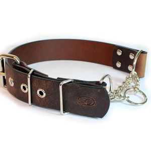 Big Dog 1.5" Wide Adjustable Leather Martingale Chain Dog Collar