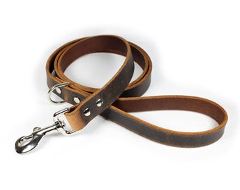 Dark Brown Thick Leather Dog Leash
