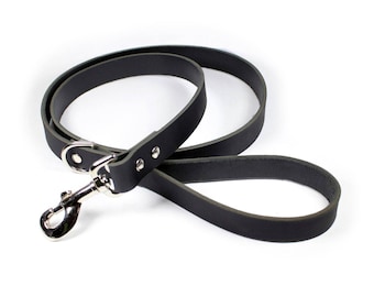 Black Thick Leather Dog Leash