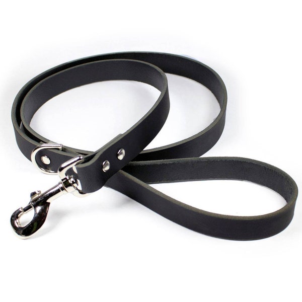 Black Thick Leather Dog Leash