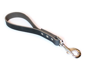 1' Gray Leather Traffic Dog Leash