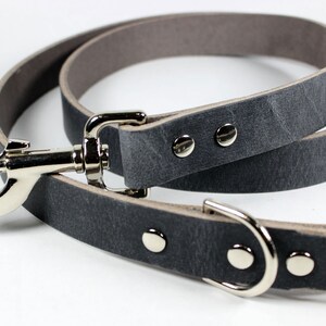 Gray Thick Leather Dog Leash image 4