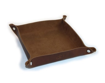 Leather Valet Tray - Saddle Brown - Custom Personalizing Available