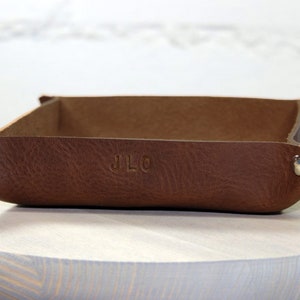 Leather Valet Tray Saddle Brown Custom Personalizing Available image 2