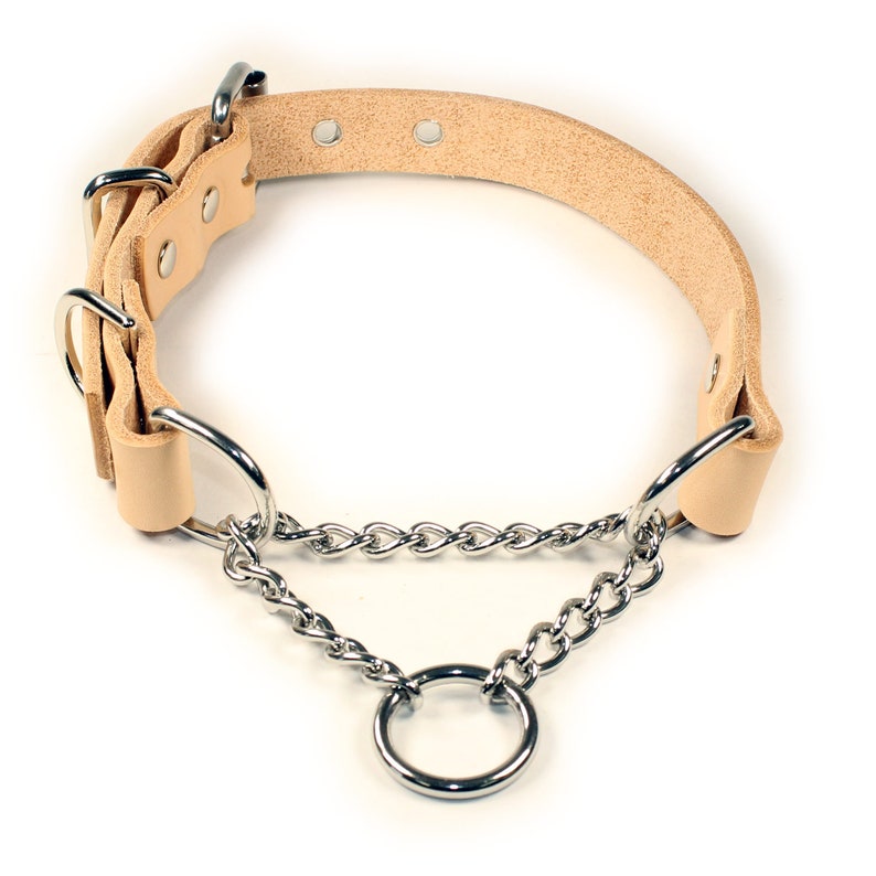 Adjustable Leather Martingale Chain Dog Collar Etsy Canada