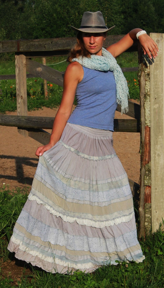 Summer Blue Sky. Light Blue Maxi Skirt 