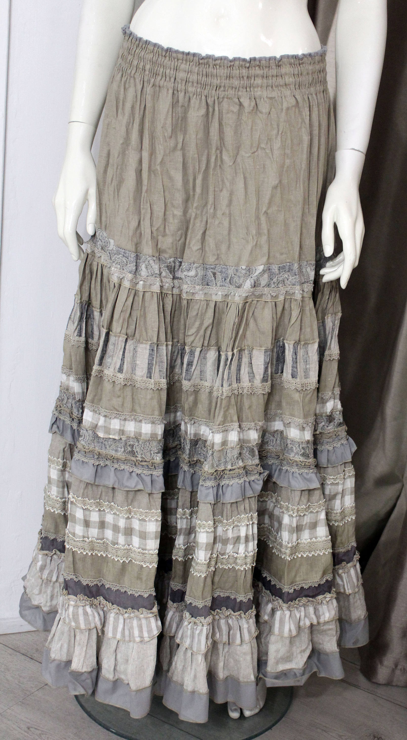 Long Tiered Linen Skirt in Boho Chic Style - Etsy