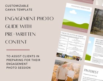 Engagement Guide For Photographers With PreWritten Content,CANVA Client Engagement Session Style Guide,Modern Pre-written Guide,What to Wear