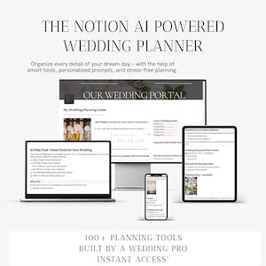 AI Wedding Planner Notion Template | Budget, Timeline, Guest List (Digital Download) image 1
