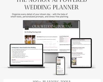 Ultimate AI Wedding Planner Notion Template | Digital Wedding Organizer with Budget Tracker, Guest List, Vow Prompts, Timeline & More
