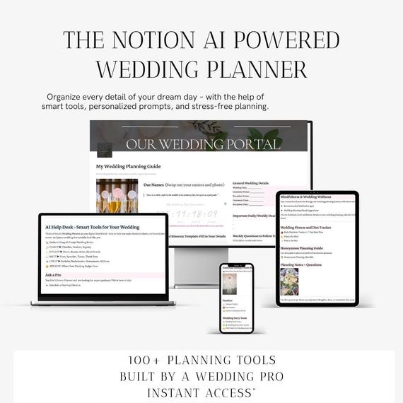 AI Wedding Planner Notion Template | Budget, Timeline, Guest List (Digital Download)