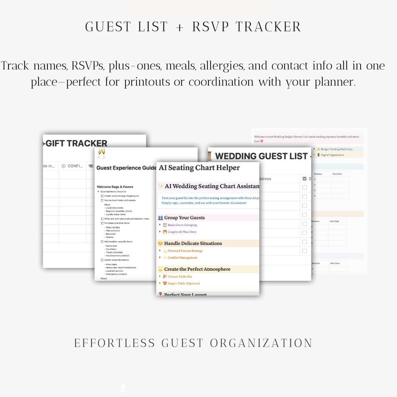 AI Wedding Planner Notion Template | Budget, Timeline, Guest List (Digital Download) image 6