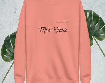 personalized gift for bride, bride to be, bridal shower, bachelorette party, mrs, custom bridal gift, bride sweatshirt,free giveaway