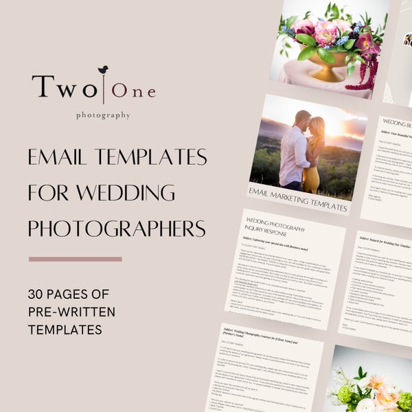 Wedding Photographer Email Templates, Inquiry Response, Photography Workflow, Editable Email Responses, Pre-written Text, Email Marketing
