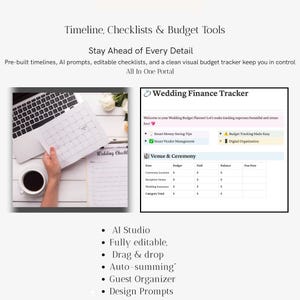 AI Wedding Planner Notion Template | Budget, Timeline, Guest List (Digital Download) image 5