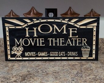 Movie Theater Decor, Movie Ticket, Home Theater, Boyfriend Gift, Man Cave Decor, Gift for Couple, Family Gift, Wooden Sign Personalized