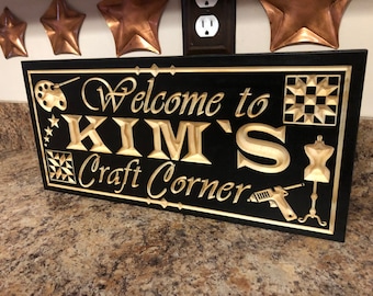 Custom Sewing Room Sign Personalized Sewing and Quilting Signs Wood Name Sign Craft Quilt Sew Studio Corner Birthday Gift for Grandma Mom