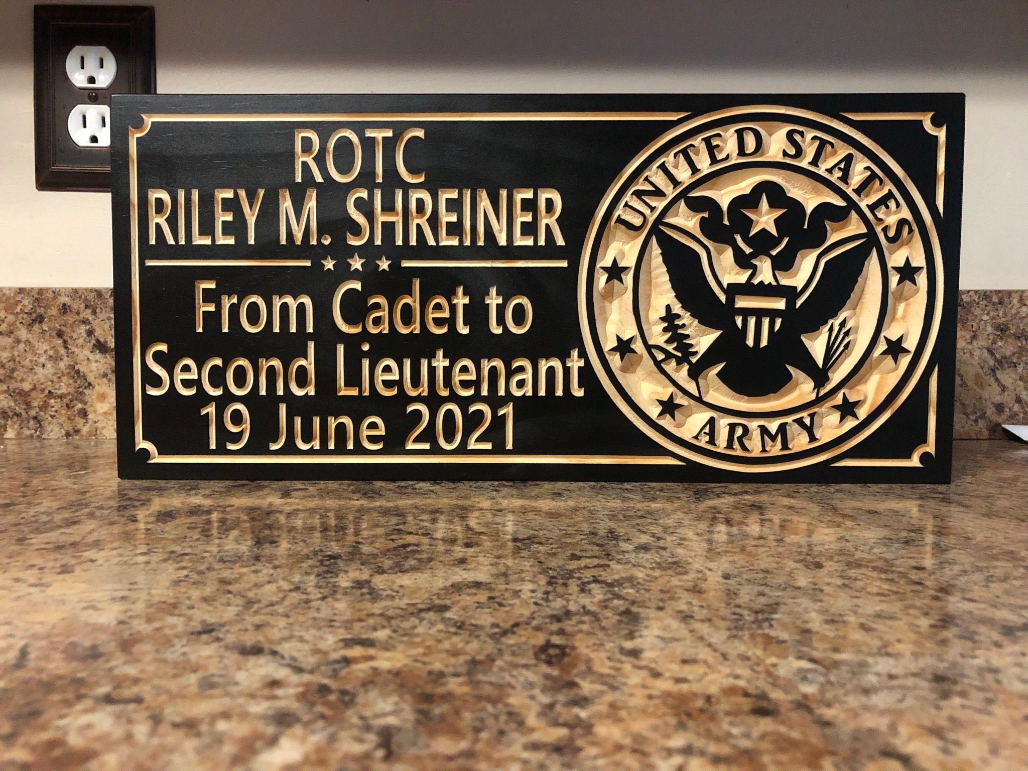 Army ROTC Commissioning Gift Military Plaque Cadet to Second Lieutenant ...