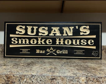 Smoke House Sign Sign Brew House Rustic Bar Sign Father's Day Gift Husband Boyfriend Gift Custom Home Bar Sign Rustic Wood Sign Man Cave