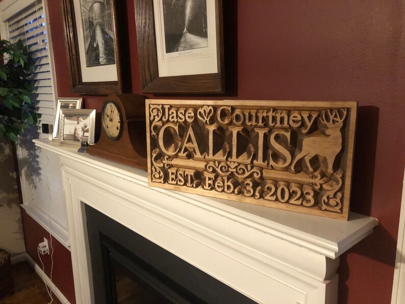 Personalized Family Name Wood Sign, CNC Engraved, Anniversary Gift - Etsy