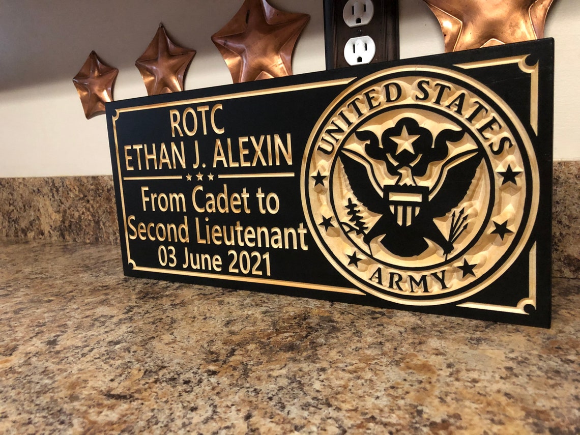 Army ROTC Commissioning Gift Military Plaque Cadet to Second Lieutenant ...